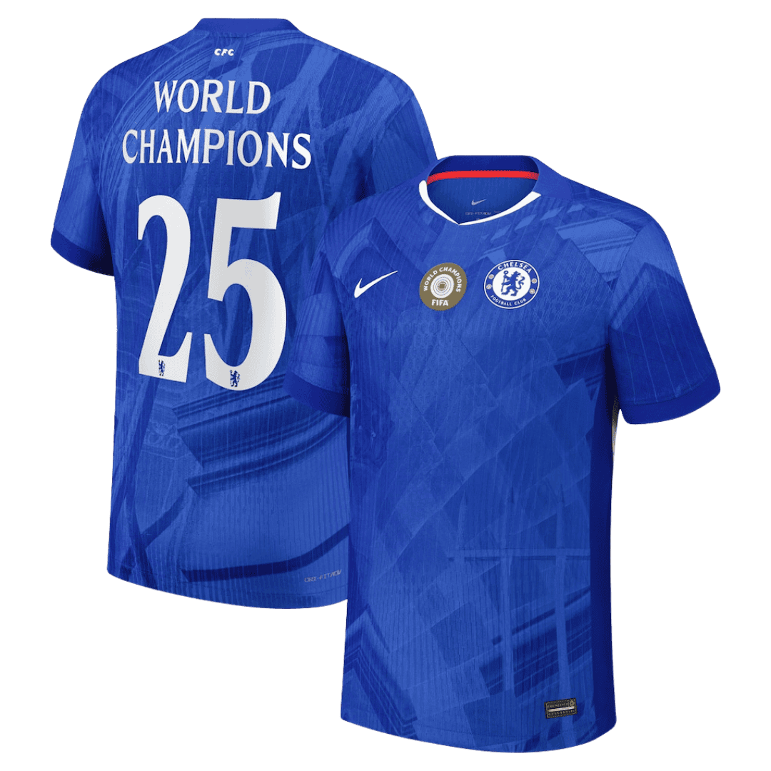 Chelsea Hjemmedrakt 2025/26 – WORLD CHAMPIONS #25 (Spillerversjon)